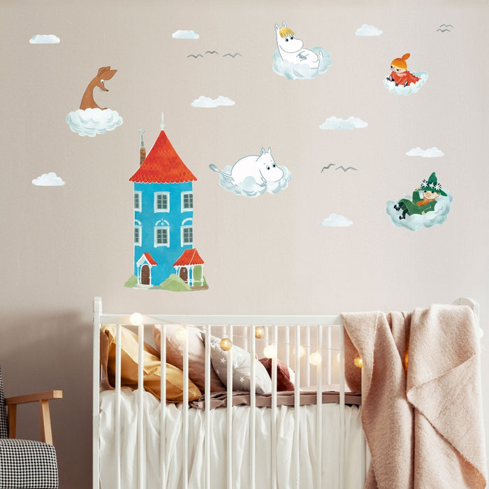 Petite maison Moomin et nuages - Stickers muraux