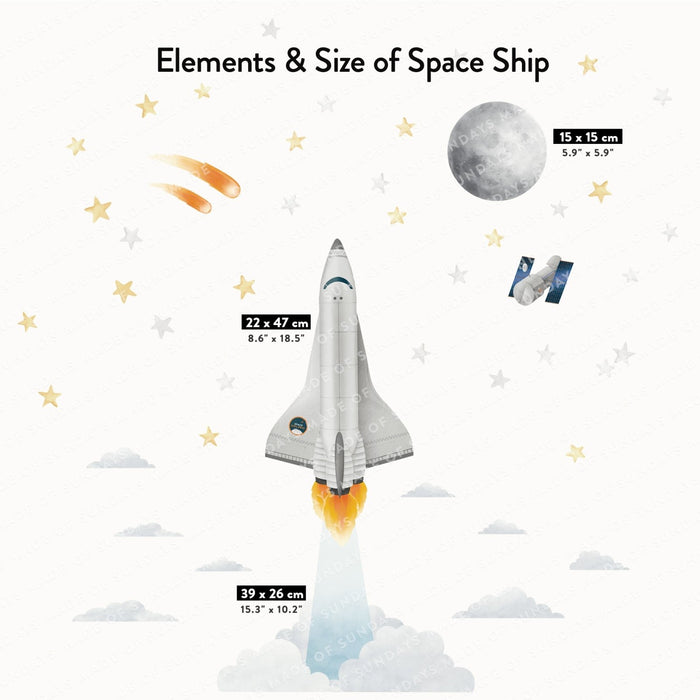 Small Space Rocket Take off Wall Stickers