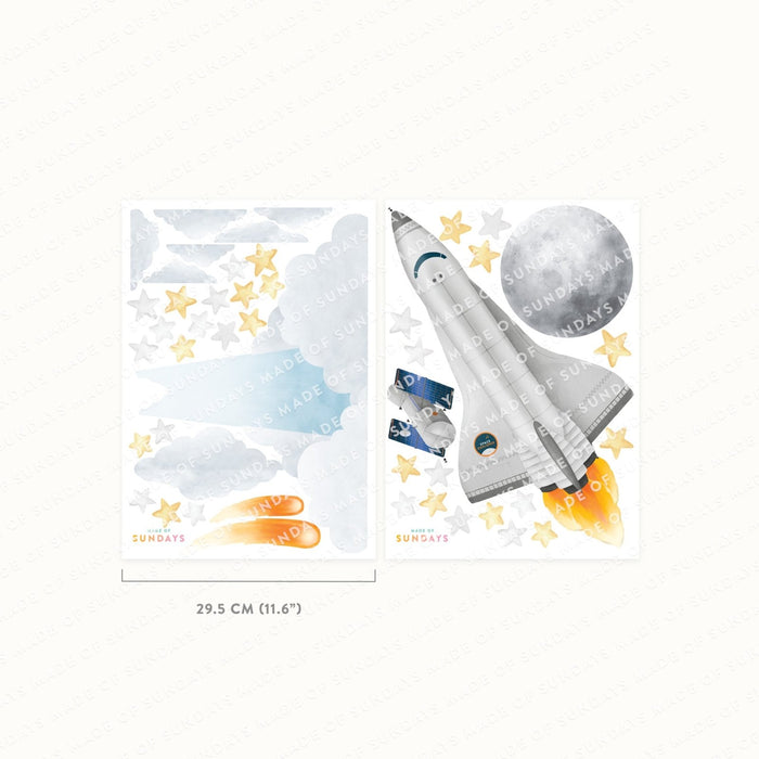 Small Space Rocket Take off Wall Stickers
