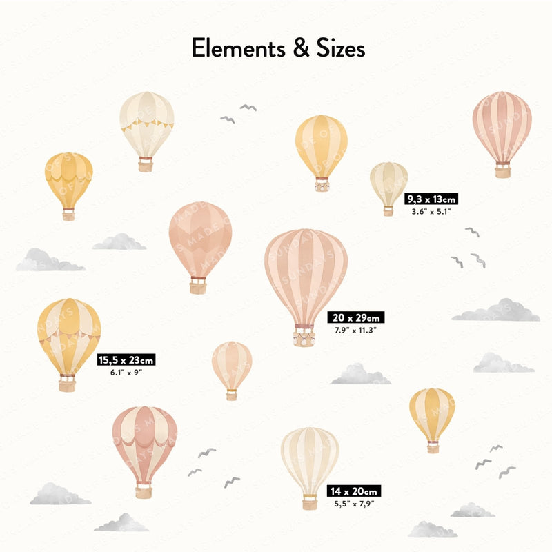 Striped Hot Air Balloon Wall Stickers - Made of Sundays