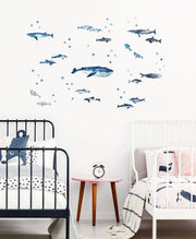 Whales and Dolphins Wall Stickers, Sea Theme Pack, wall decals by Made of Sundays
