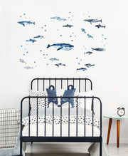 Whales and Dolphins Wall Stickers, Sea Theme Pack, wall decals by Made of Sundays